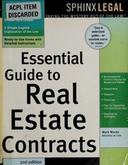 Cover of: Essential Guide to Real Estate Contracts