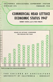 Cover of: Commercial head lettuce economic status, 1947 by Sidney Samuel Hoos
