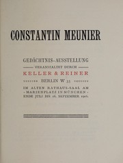Cover of: Constantin Meunier: Gedächtnis-ausstellung