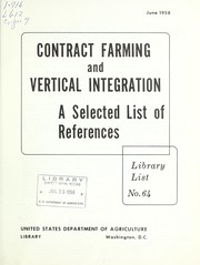 Cover of: Contract farming and vertical integration: a selected list of references