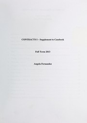 Cover of: Contracts I: supplement to casebook