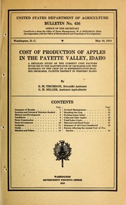 Cover of: Cost of production of apples in the Payette Valley, Idaho by S. M. Thomson