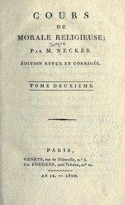 Cover of: Cours de morale religieuse by Jacques Necker
