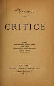 Cover of: Critice. by Titu Maiorescu