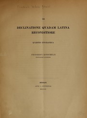 Cover of: De declinatione quadam Latina reconditiore