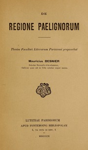 Cover of: De regione paelignorum