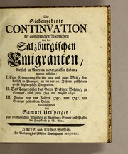 Cover of: Der siebenzehente Continuation der Ausführlichen Nachrichten von den salzburgischen Emigranten, die sich in America niedergelassen haben by Samuel Urlsperger