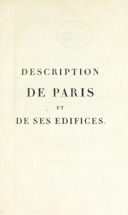 Cover of: Description de Paris, et de ses edifices by J. G. Legrand