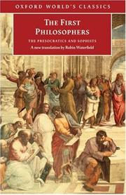 Cover of: The first philosophers by translated with commentary by Robin Waterfield.