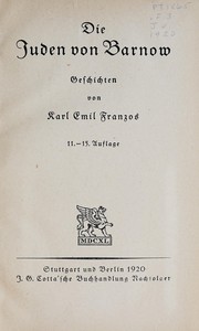 Cover of: Die Juden von Barnow by Karl Emil Franzos