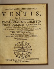 Cover of: Disputationem meteorologicam de ventis by Johann Christoph Hundeshagen
