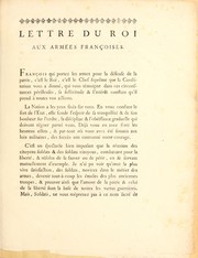 Cover of: Lettre du roi aux armées françoises