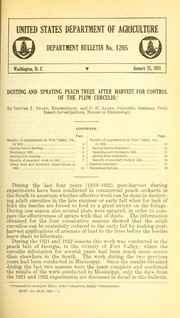 Cover of: Dusting and spraying peach trees after harvest for control of the plum curculio by Oliver I. Snapp