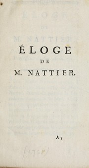 Cover of: Eloge de M. Nattier