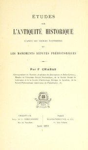 Cover of: Études sur l'antiquité historique d'après les sources egyptiennes et les monuments réputés préhistoriques