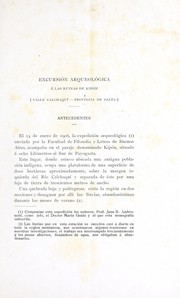 Cover of: Excursión arqueológica á las ruinas de Kipón (Valle Calchaqui--provincia de Salta)