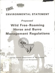 Cover of: Final environmental statement: proposed wild free-roaming horse and burro management regulations