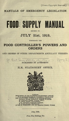 Manuals of emergency legislation. by Great Britain.