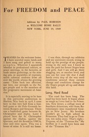 Cover of: For freedom and peace