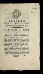 Cover of: François Chabot a Jean-Pierre Brissot by François Chabot