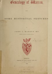 Cover of: Genealogy of Warren by John Collins Warren