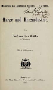 Cover of: Harze und Harzindustrie