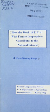 How the work of F.C.S. with farmer cooperatives contributes to the national interest by United States. Farmer Cooperative Service