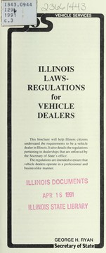 Cover of: Illinois laws- regulations for vehicle dealers by Illinois. Office of Secretary of State