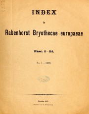 Cover of: Index in Rabenhorst Bryothecae europaeae: Fasc. 1-24. no. 1-1200