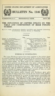 Cover of: The influence of copper sprays on the yield and composition of Irish potato tubers by F. C. Cook