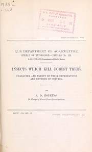 Cover of: Insects which kill forest trees: character and extent of their depredations and methods of control