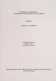 Cover of: Intellectual property: copyright, trade-marks, patents (298H1F)