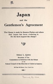 Cover of: Japan and the Gentlemen's Agreement by Gulick, Sidney Lewis