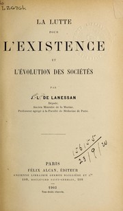 Cover of: La lutte pour l'existence et l'évolution des sociétés