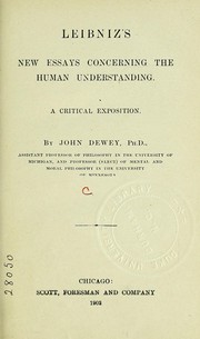 Cover of: Leibniz's new essays concerning the human understanding: a critical exposition