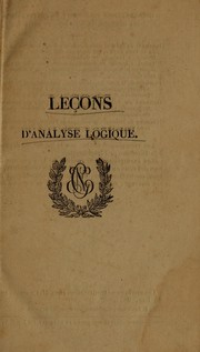Cover of: Leçons d'analyse logique by François Noel