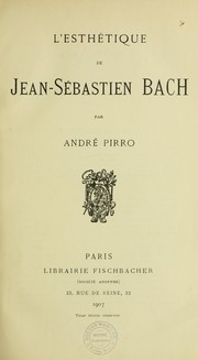 Cover of: L'esthétique de Jean-Sebastien Bach