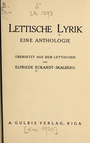 Cover of: Lettische Lyrik by Elfriede Eckardt-Skalberg