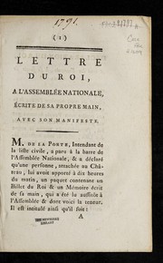 Cover of: Lettre du roi a   l'Assemble e nationale by Louis XVI King of France