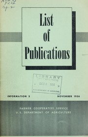 List of publications by United States. Farmer Cooperative Service