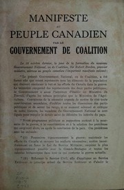 Cover of: Manifeste au peuple canadien par le gouvernement de coalition