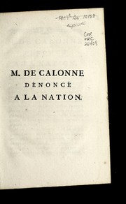 Cover of: M. de Calonne de nonce  a la nation