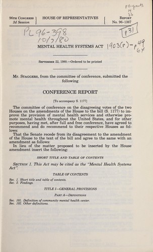Mental health systems act by United States. Congress