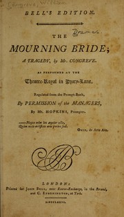 Cover of: The mourning bride: a tragedy