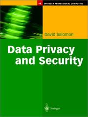Cover of: Data Privacy and Security