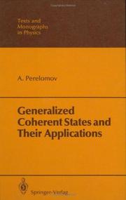 Cover of: Generalized coherent states and their applications