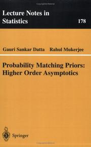 Cover of: Probability Matching Priors by Gauri S. Datta, Rahul Mukerjee