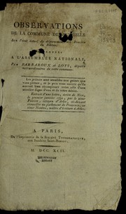 Cover of: Observations de la commune de Marseille sur l'état actuel du département des Bouches du Rhône by Charles-Jean-Marie Barbaroux