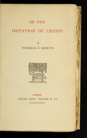 Cover of: Of the imitation of Christ by Thomas à Kempis