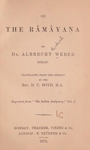 Cover of: On the Rāmāyaṇa by Weber, Albrecht